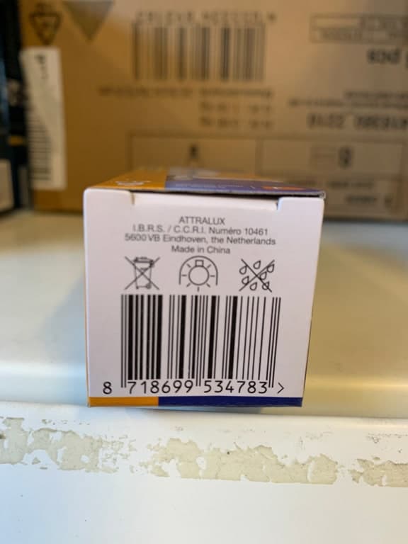 Attralux LED-Lampe (Philips Eco-Marke) — Etikett auf Rückseite, bitte am Original prüfen – Bild 1