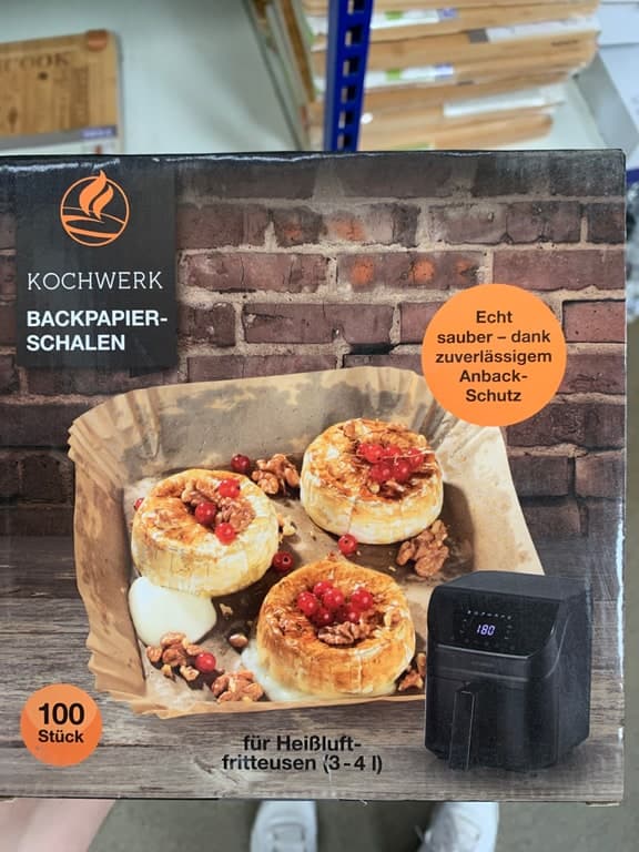 Kochwerk Backpapier-Schalen 100 Stück für Heißluftfritteusen 3-4L (Air-Fryer-Liner)