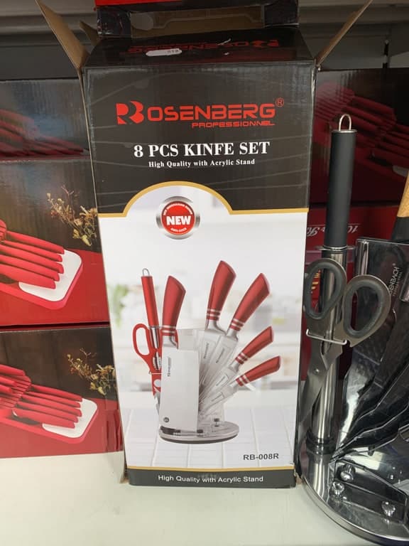 Küchen-Helfer-Set (3.5" Officemesser + Schere + Wetzstahl + Acryl-Halter) — BITTE PRÜFEN