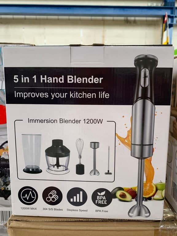 5 in 1 Hand Blender Stab-Mixer 1200W BPA-frei (Duplikat von sl=473) — BITTE PRÜFEN