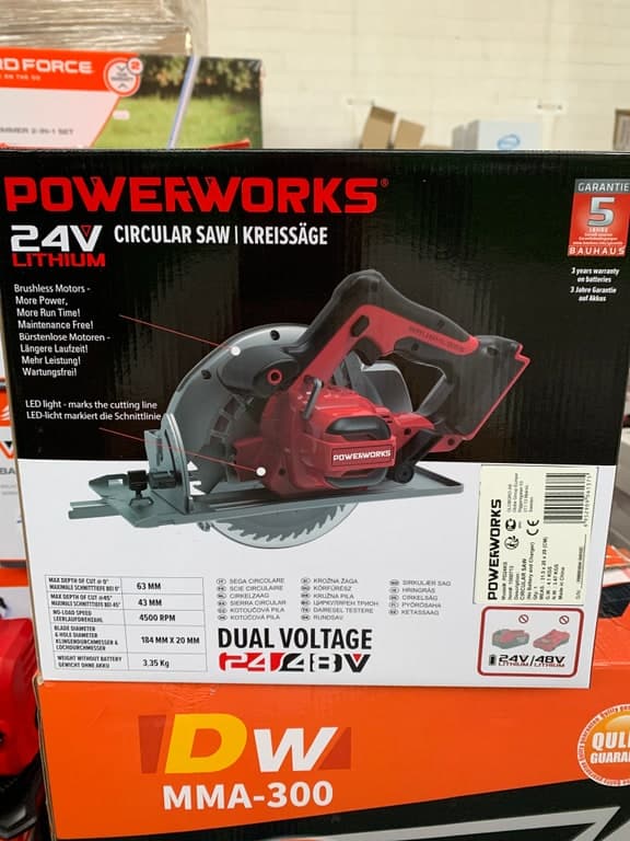 Powerworks Brushless Akku-Kreissäge (rot/schwarz) — Quality Guarantee