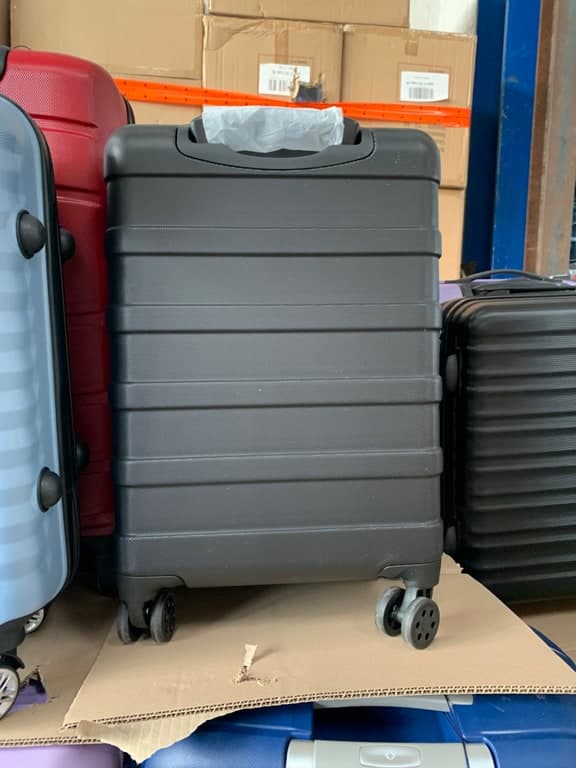 Hartschalen-Koffer Trolley schwarz 4-Rad mit Querrippen (Reisekoffer) – Bild 1