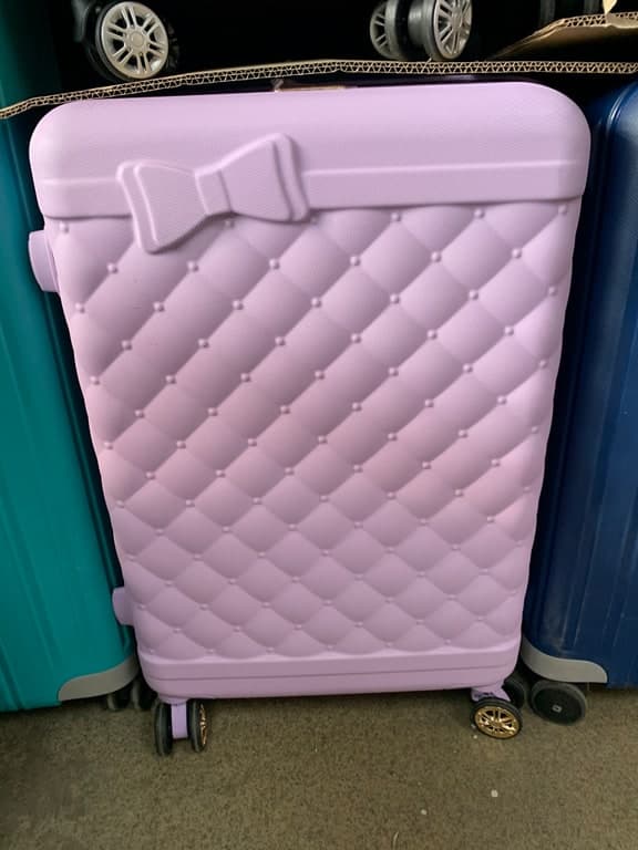 Hartschalen-Koffer Trolley flieder-rosa Steppmuster mit Schleifen-Applikation (Damen-Reisekoffer) – Bild 1