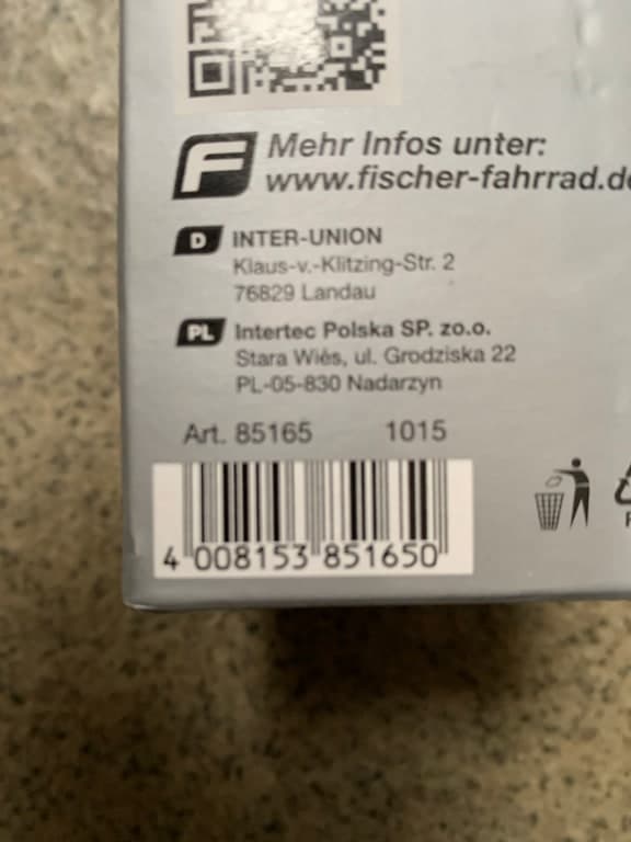 Fischer Fahrrad Befestigungsmaterial Art. 85165 (Inter-Union Vertrieb) – Bild 2