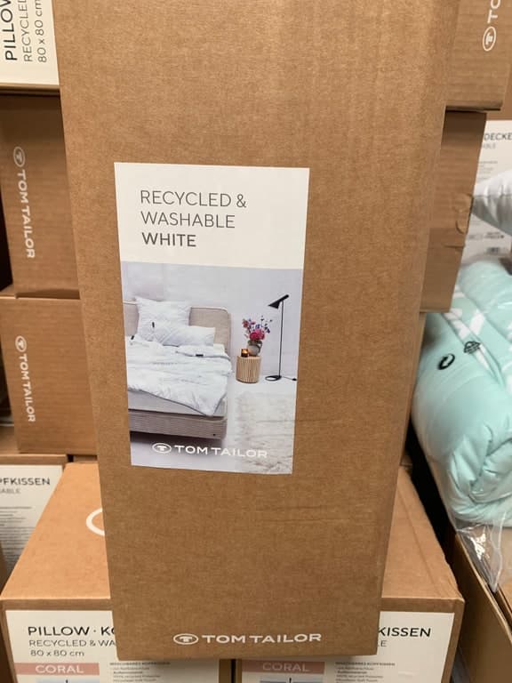 Tom Tailor Kopfkissen Pillow White 80×80 cm Recycled & Washable mit Reißverschluss