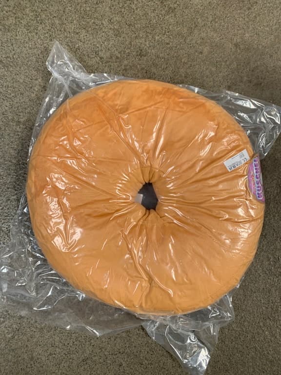 Dekokissen Donut rosa Plüsch ø ca. 40 cm (Streusel-Look, Wohn-Deko)