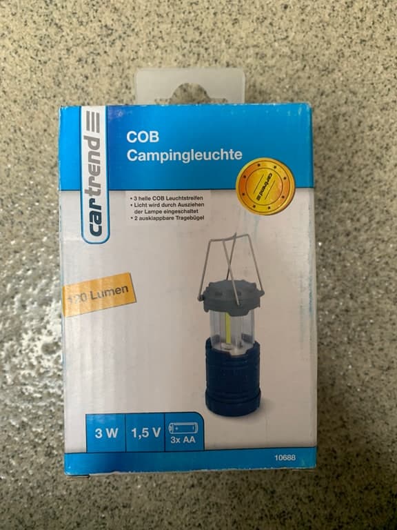 Cartrend Camping-LED-Laterne COB 3 W – mit Magneten & Klapphenkeln – Bild 1