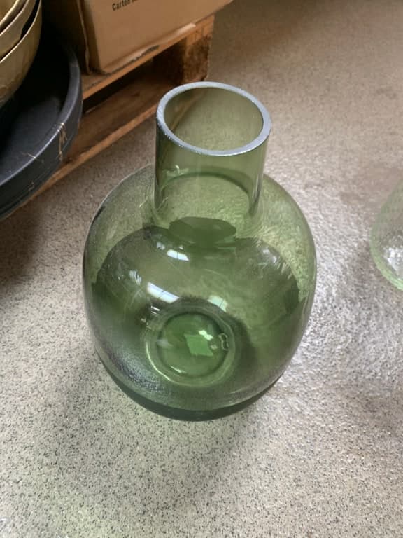 Dekorations-Vase Glas Dunkelgrün – Bauchige Form mit Zylinderhals