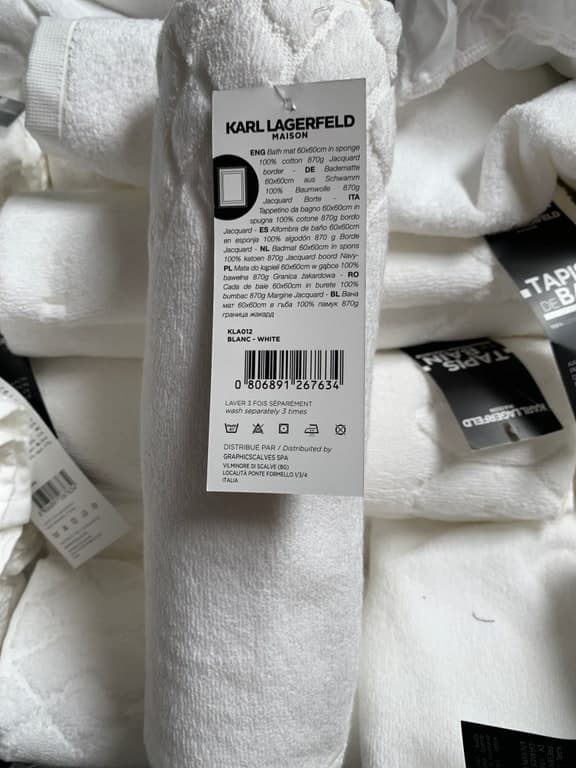 Karl Lagerfeld Maison Badematte 60 × 100 cm Weiß – 870 g Jacquard (KLA012) – Bild 2