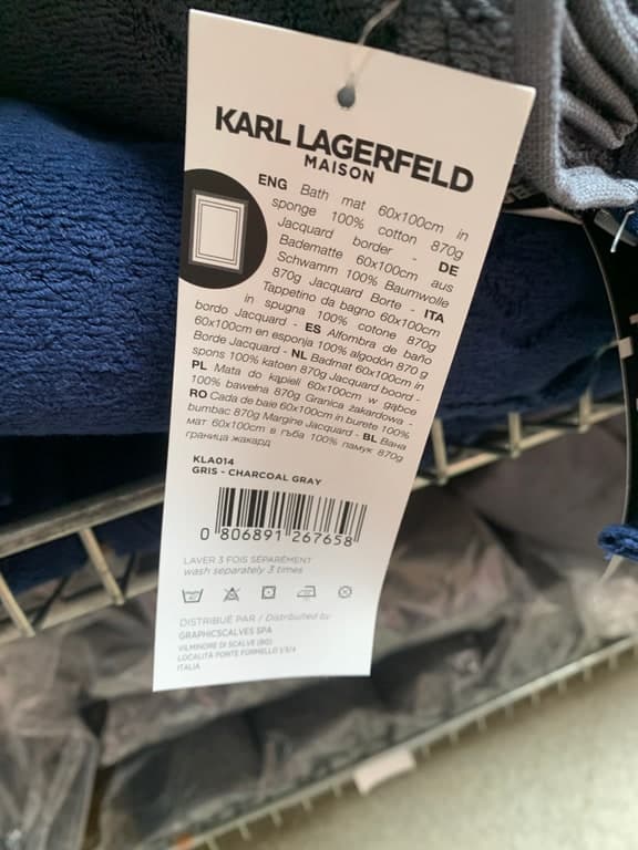 Karl Lagerfeld Maison Badematte 60 × 100 cm Anthrazit-Grau – 870 g Jacquard (KLA014) – Bild 2