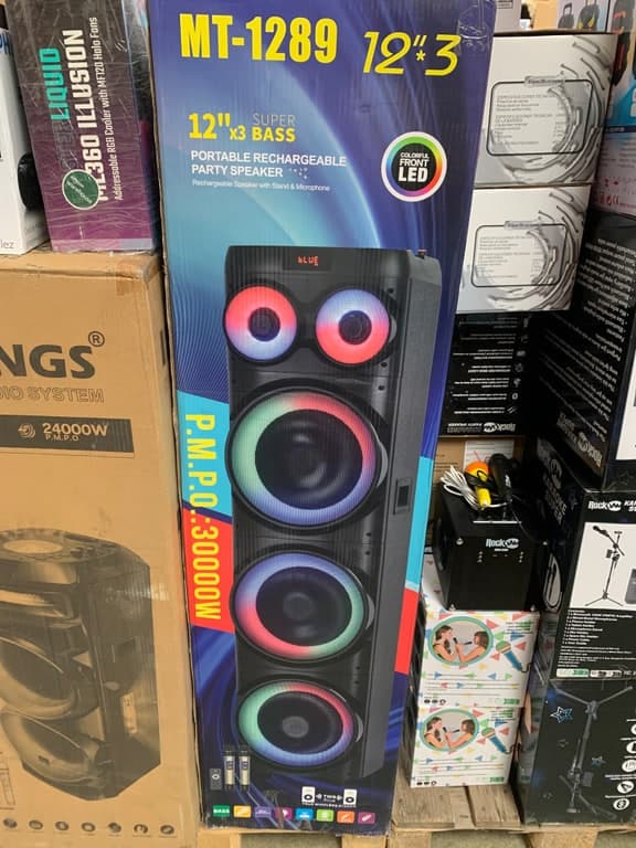 MT-1289 Party-Lautsprecher 12" × 3 Bass – 30000W PMPO mit LED & Mikrofon