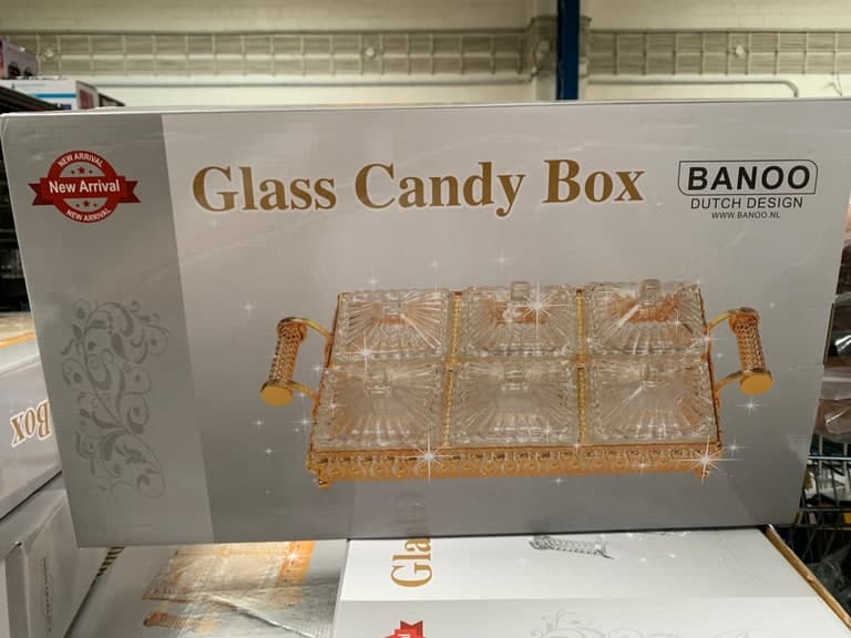 BANOO Dutch Design Glass Candy Box - 6 Glasdosen auf goldenem Tray – Bild 1