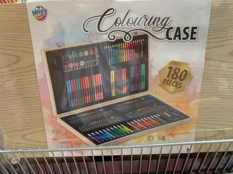 Moxy Colouring Case 180-tlg. – Holz-Mal-Koffer mit Buntstiften, Filzstiften, Wachs- & Wasserfarben – Bild 1