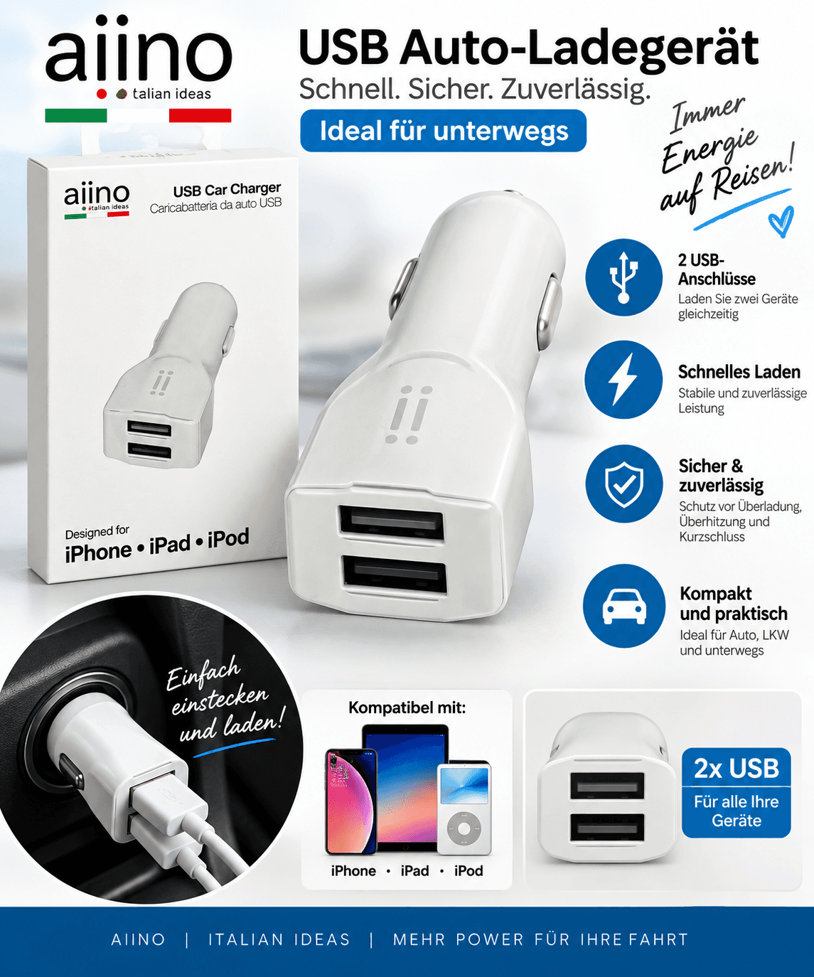 Aiino USB-Auto Ladegerät