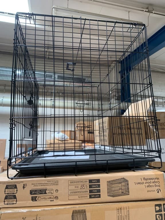 Vounot Hundekaefig L - Klappbar Stahl, 2 Tueren, mit Bodenplatte – Bild 1
